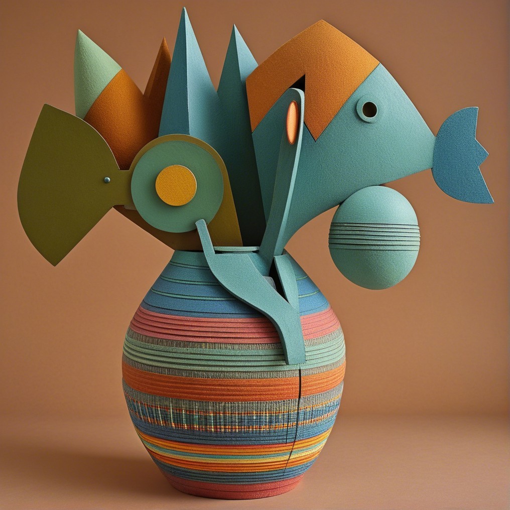 Vibrant Abstract Vase with Geometric Shapes and Colors