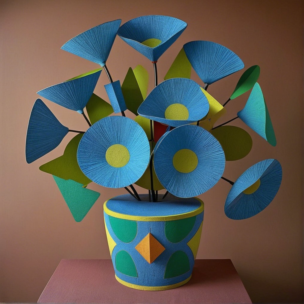 Abstract Flower Arrangement with Bold Colors and Shapes
