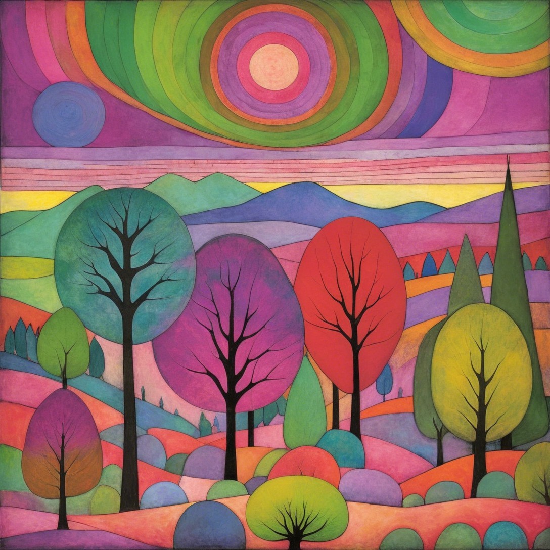 Vibrant Abstract Landscape with Colorful Foliage