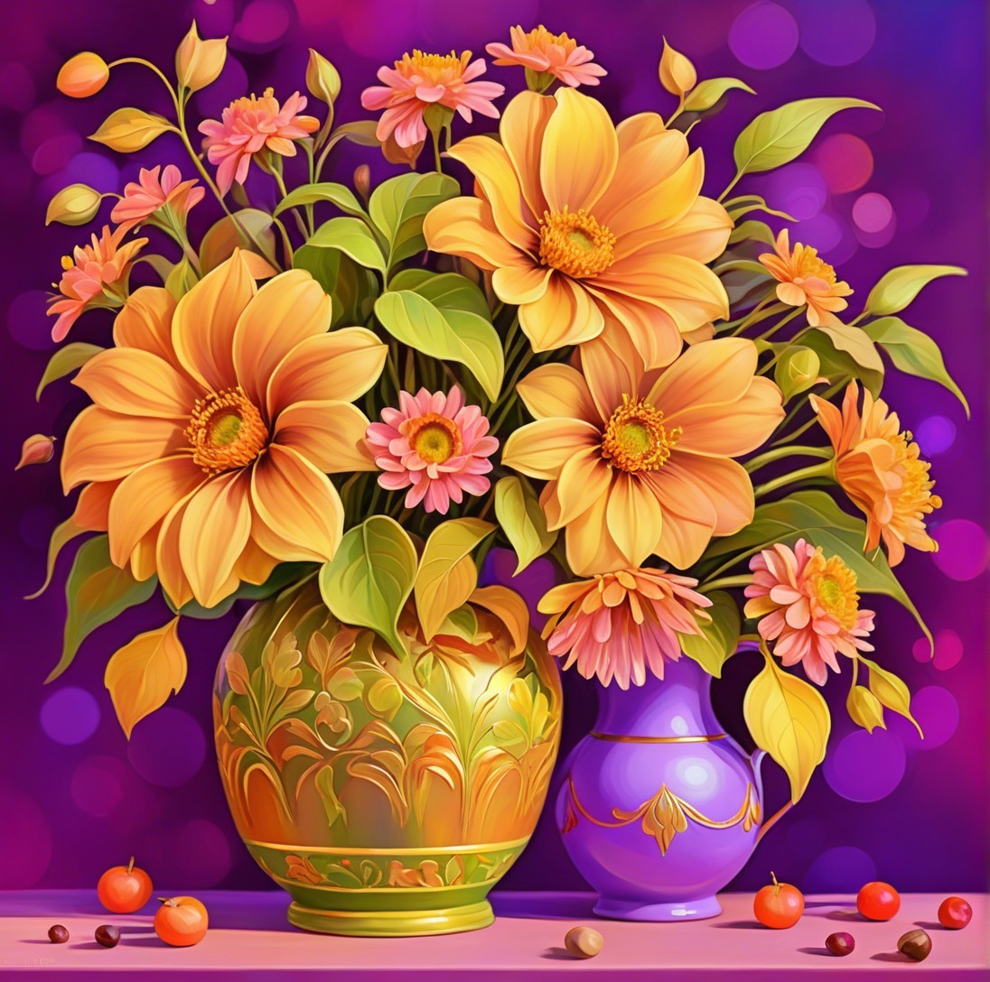 Vibrant Orange and Yellow Flower Arrangement Display