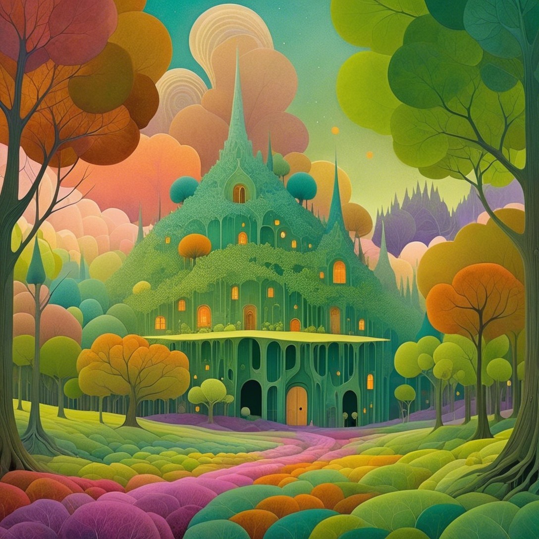 Surreal Castle in a Colorful Whimsical Landscape