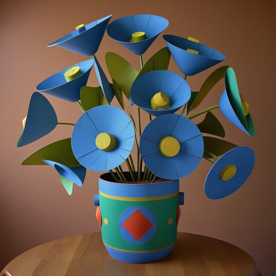 Vibrant Paper Flower Bouquet in Decorative Pot