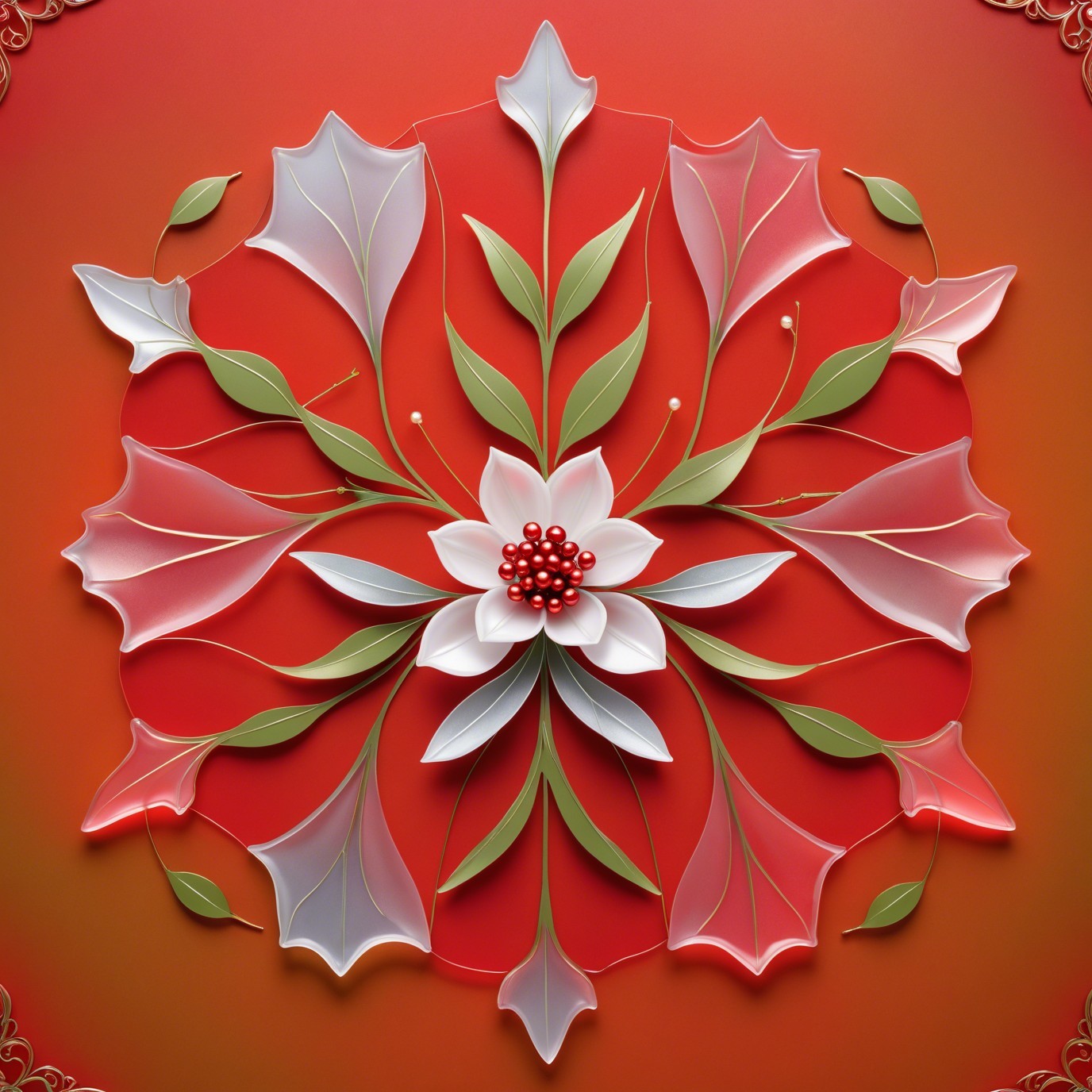 3D Floral Mandala Art on Gradient Red Background