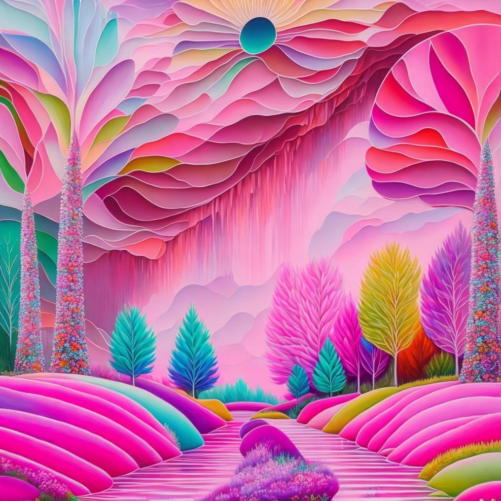 Vibrant Abstract Landscape with Colorful Elements