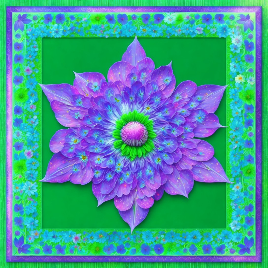 Vibrant Large Flower Design in Purple and Blue Shades