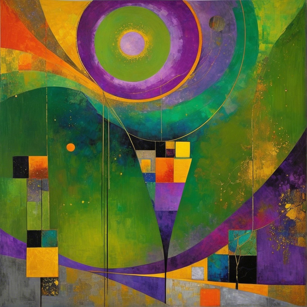 Vibrant Abstract Artwork with Geometric Shapes and Colors