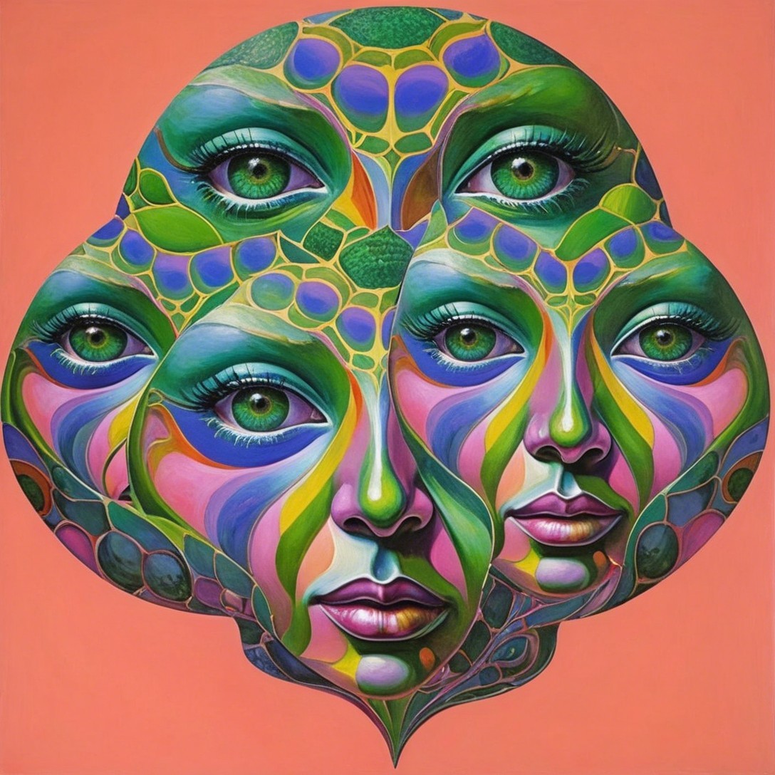Surreal Artwork of Interconnected Human Faces