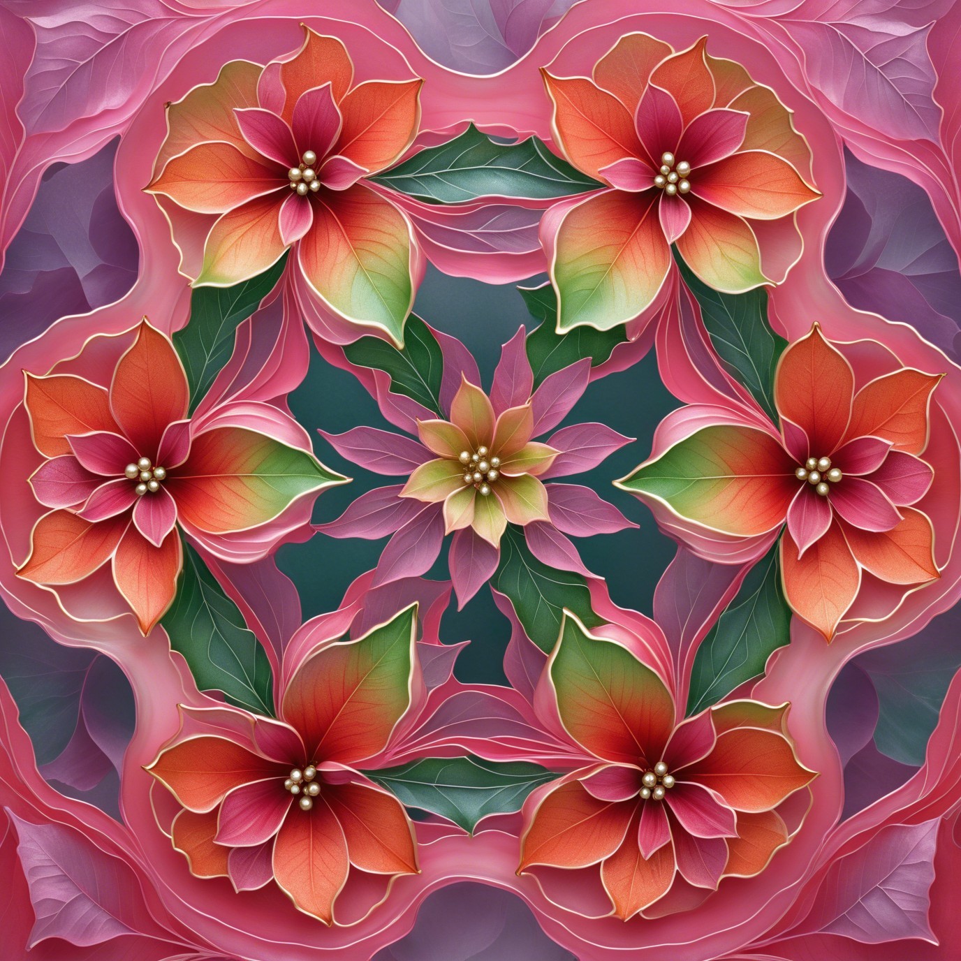 Vibrant Kaleidoscopic Poinsettia Flower Arrangement
