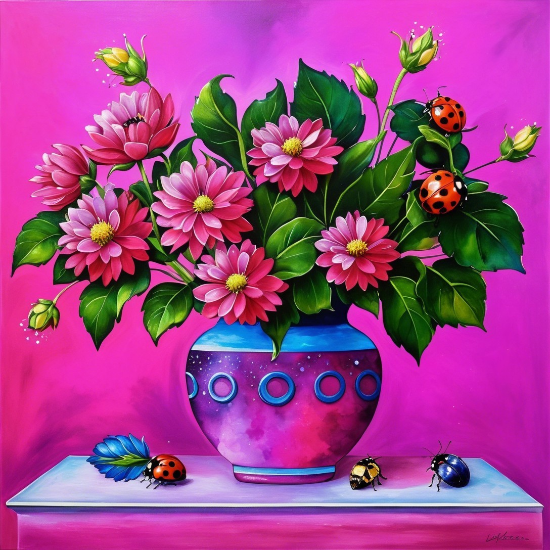 Vibrant Pink Flower Bouquet in Decorative Vase