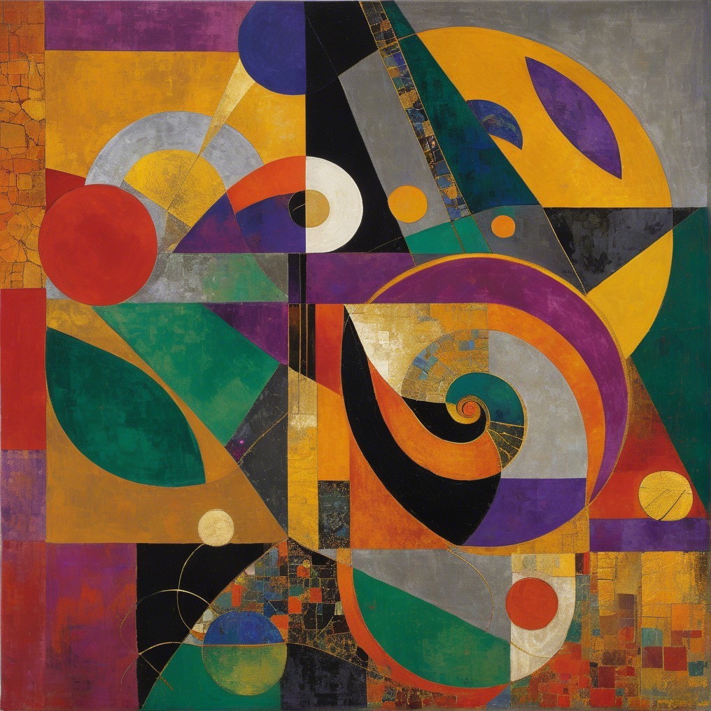 Abstract Composition of Vibrant Geometric Shapes