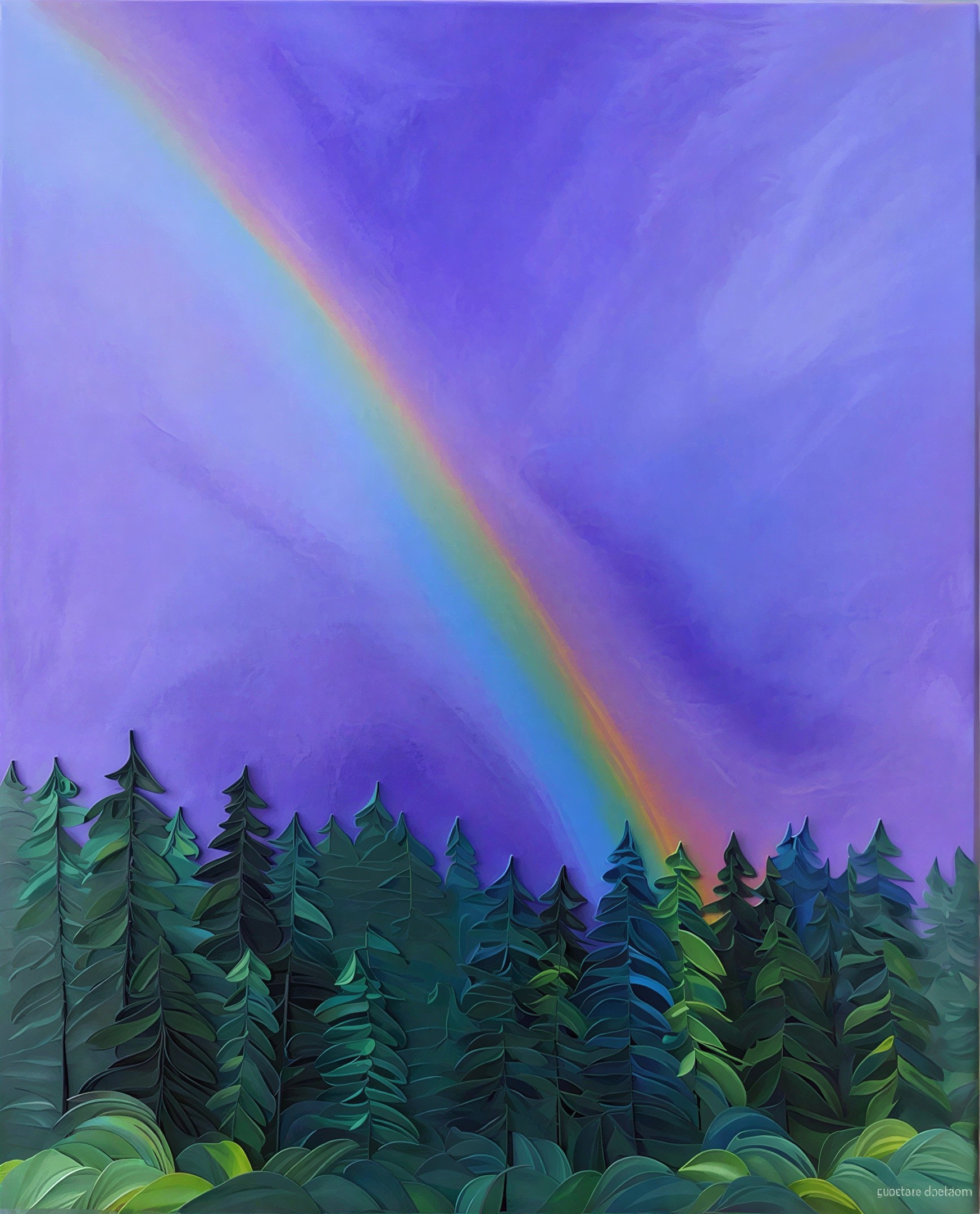 3D-Embossed Quilling Painting of Rainbow and Forest