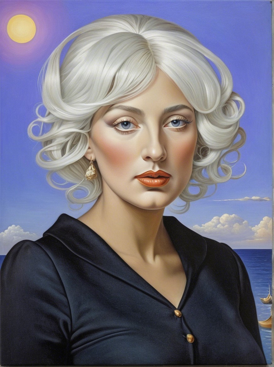 Portrait of a Woman with Platinum Blonde Curls