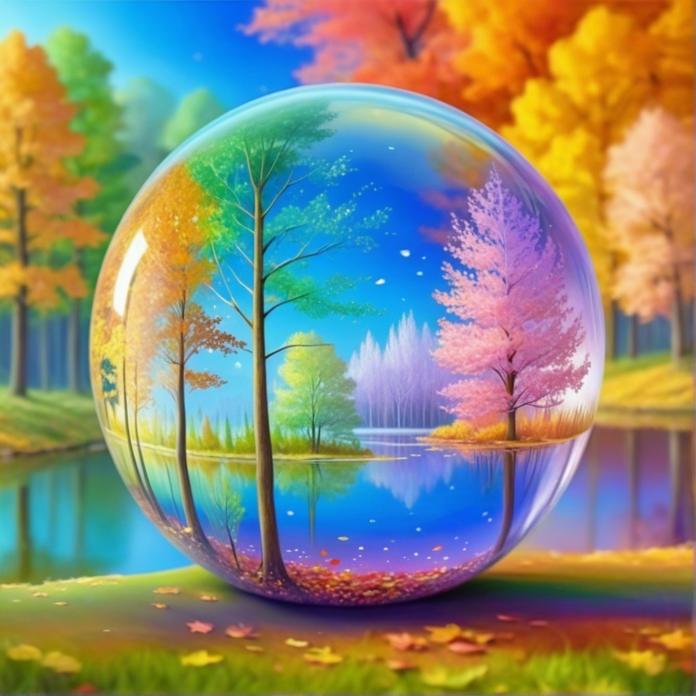 Magical Glass Sphere in Vibrant Autumn Landscape