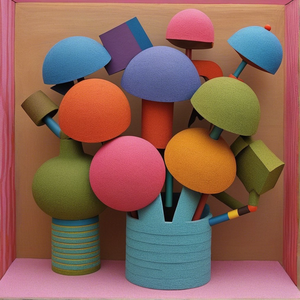 Vibrant Abstract Geometric Shapes in Colorful Foam