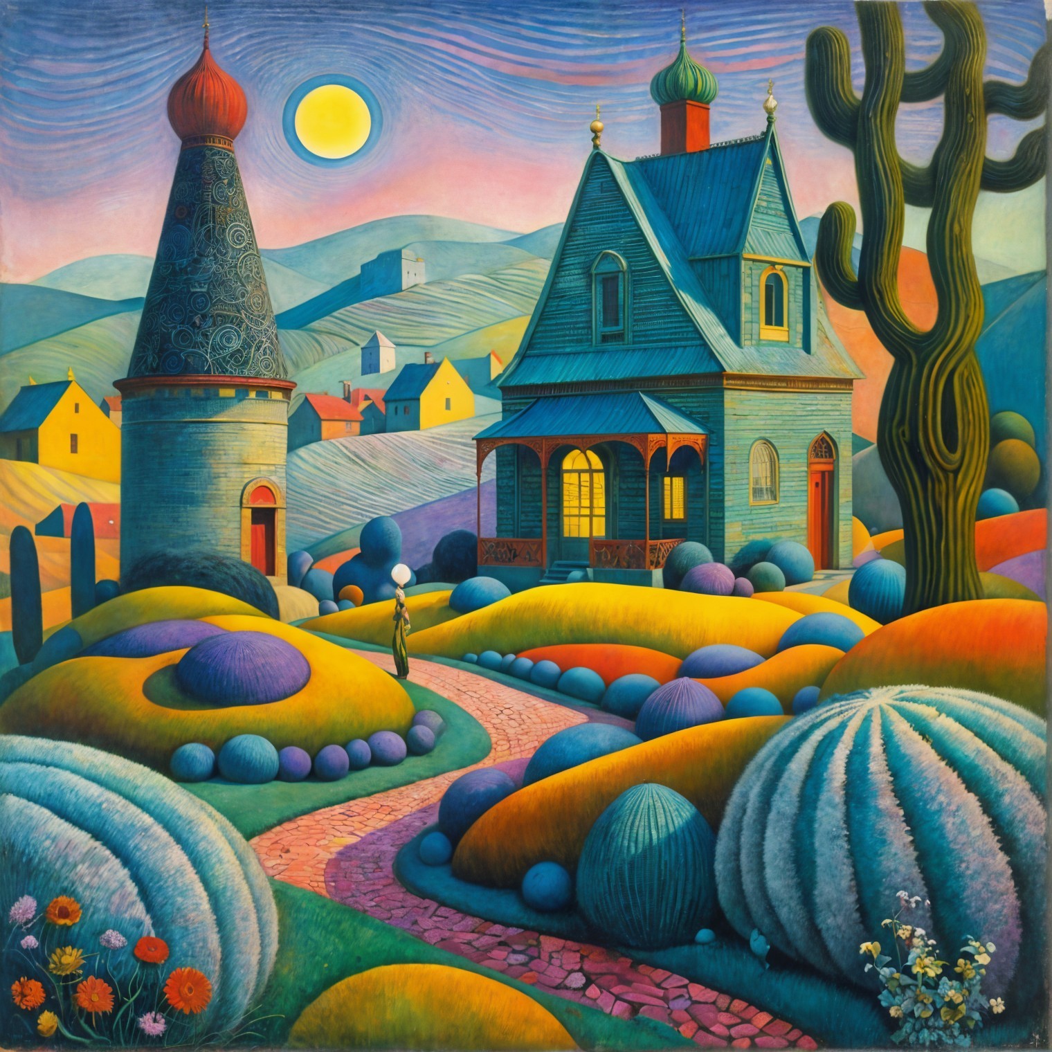 Whimsical House Under a Glowing Moon