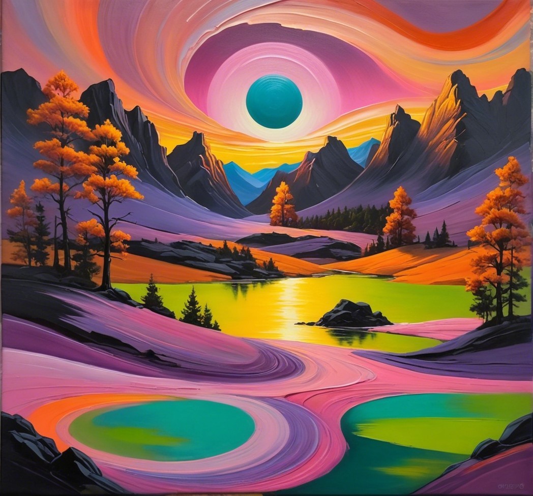 Vibrant Landscape with Majestic Mountains and Lake