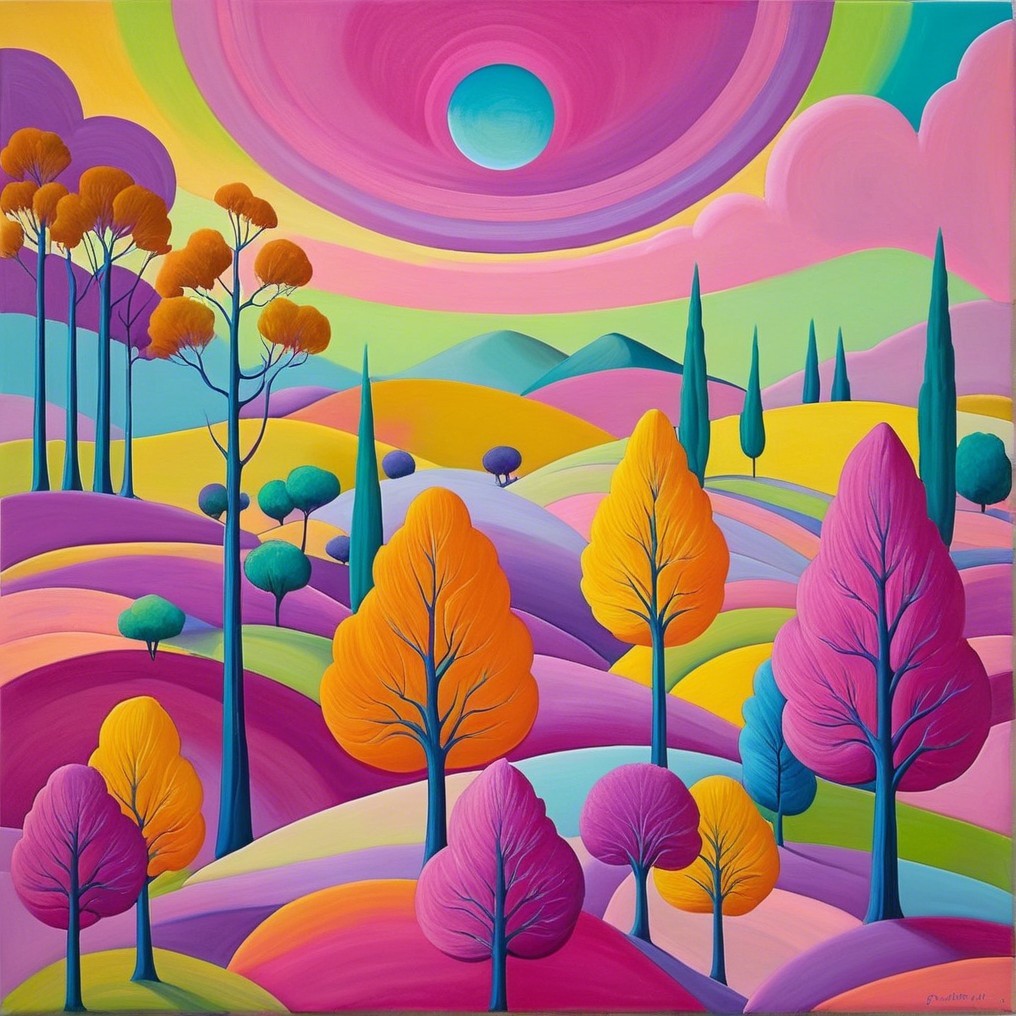 Vibrant Abstract Landscape with Pastel Colors