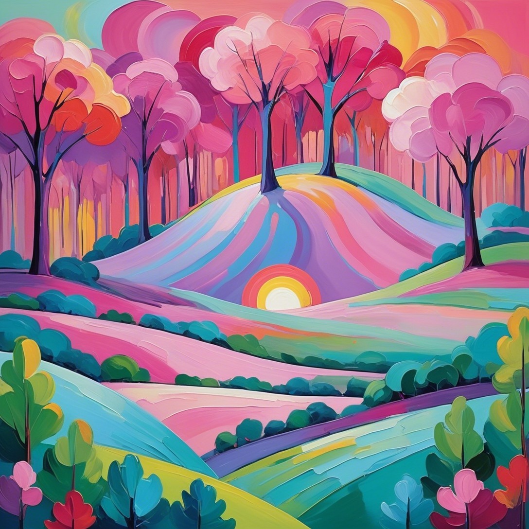 Vibrant Acrylic Painting of a Fairytale Landscape