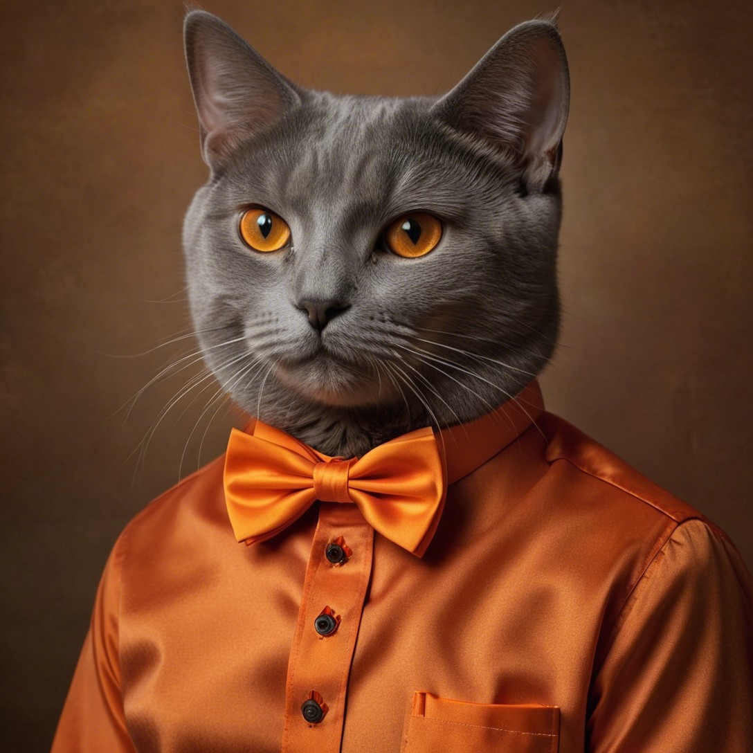 Sophisticated British Shorthair Cat in Formal Attire