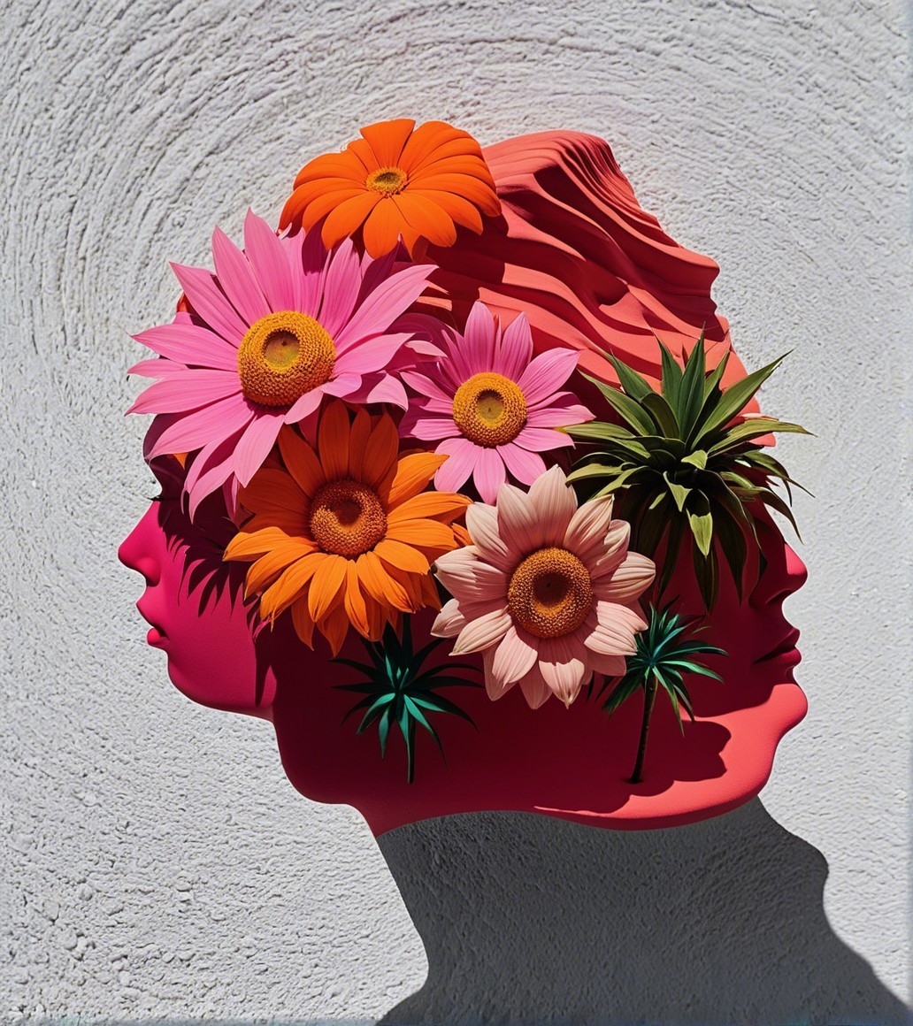 Vibrant Silhouette Head with Colorful Flower Design