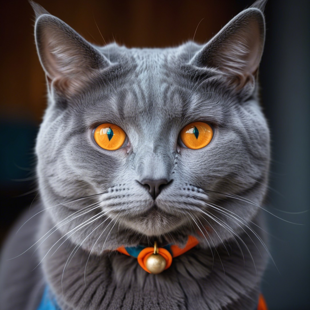 Charming Gray Cat with Orange Eyes
