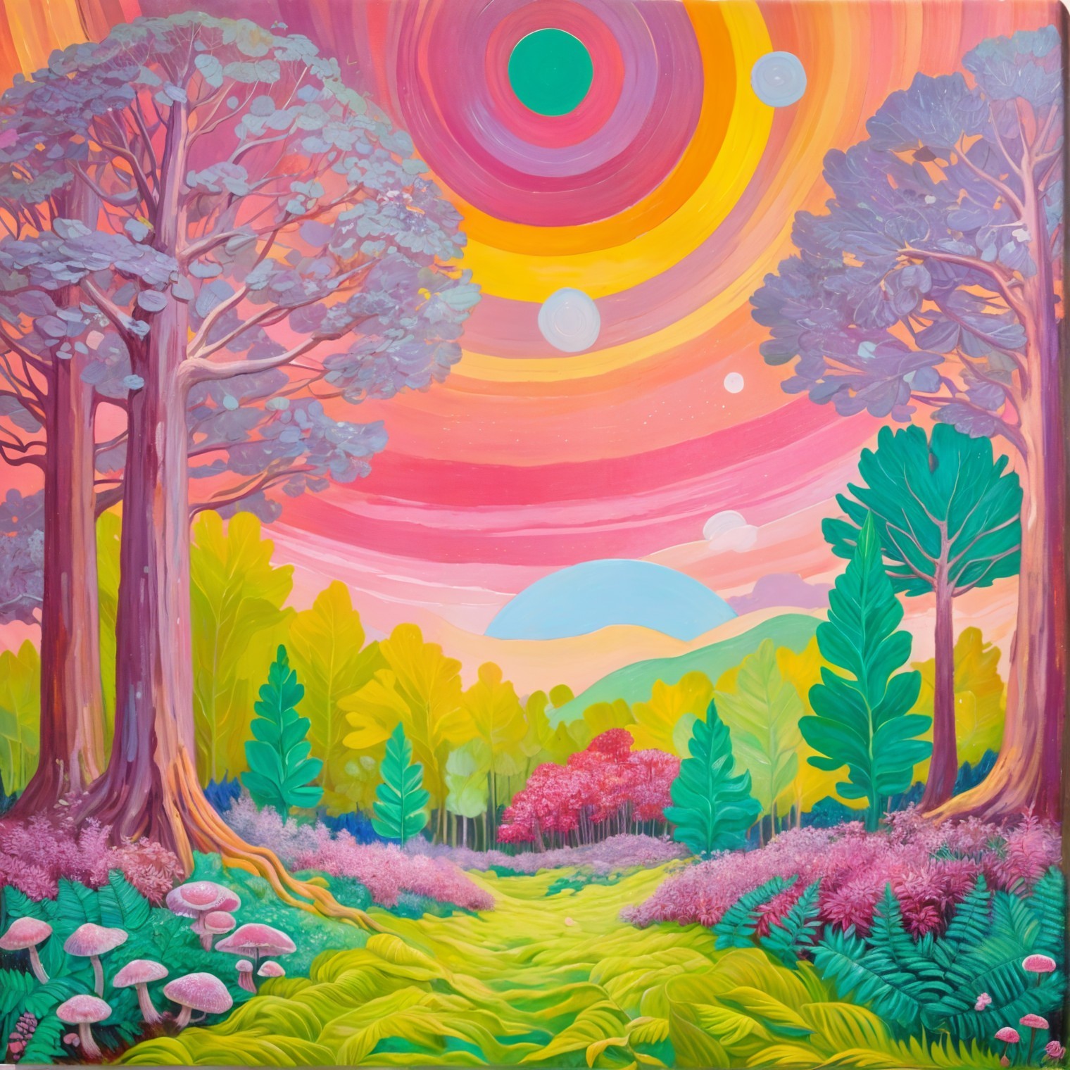 Vibrant Landscape with Colorful Trees and Vegetation