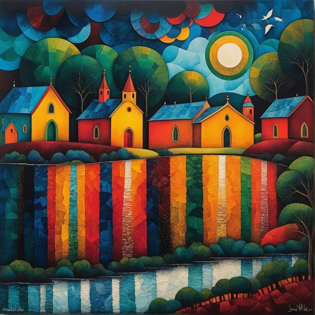 Vibrant Landscape with Colorful Houses and Nature