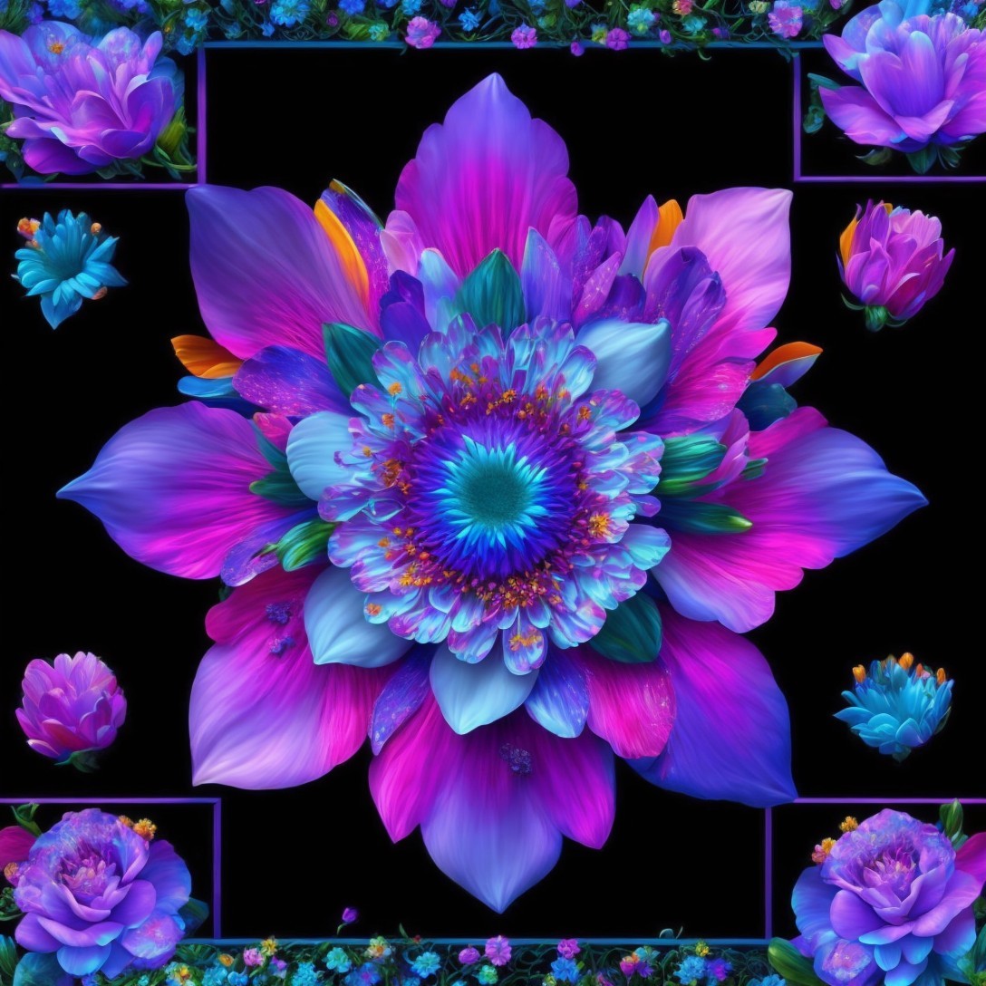 Vibrant Floral Arrangement in Purple and Blue Shades