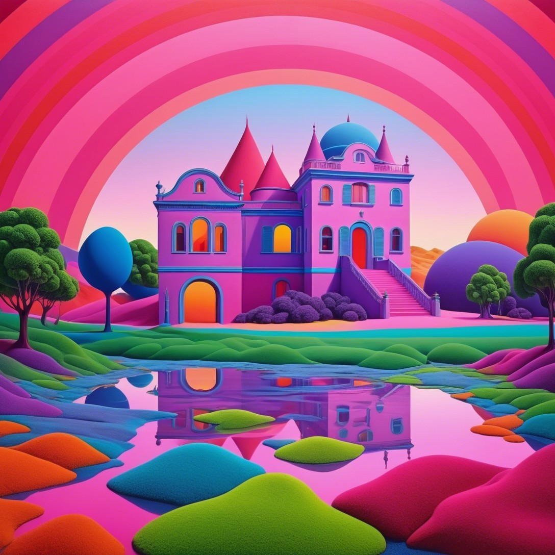 Vibrant Dreamlike Landscape with Whimsical Castle