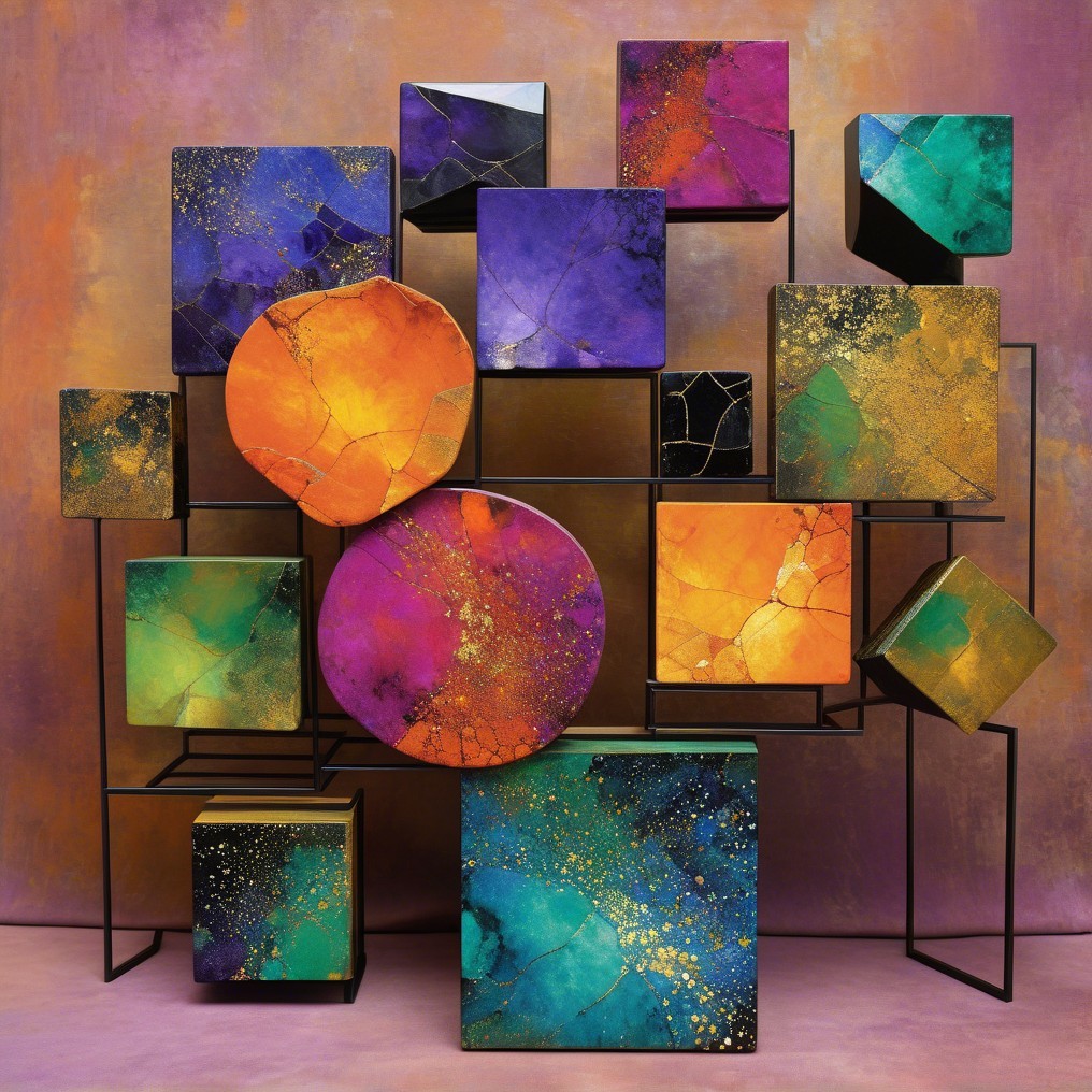Vibrant Abstract Art with Geometric Shapes and Colors
