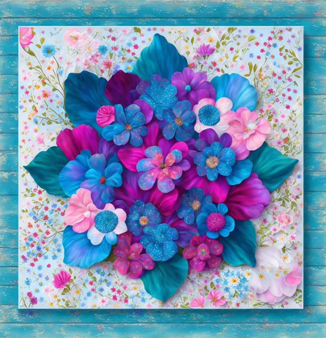 Vibrant Floral Bouquet with Soft Background Pattern