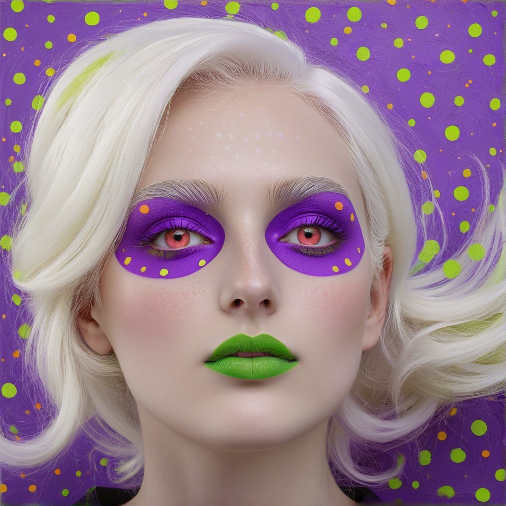 Bold Makeup Portrait with Vibrant Colors and Patterns