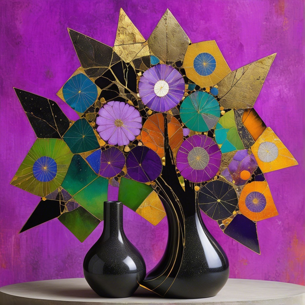 Vibrant Abstract Tree Art with Geometric Shapes