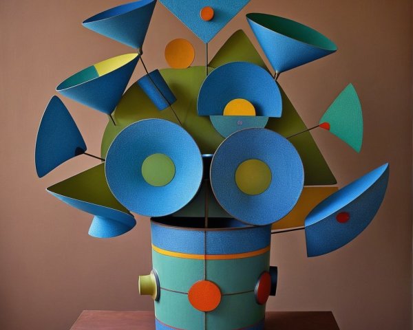 Vibrant Abstract Vase with Geometric Shapes and Colors