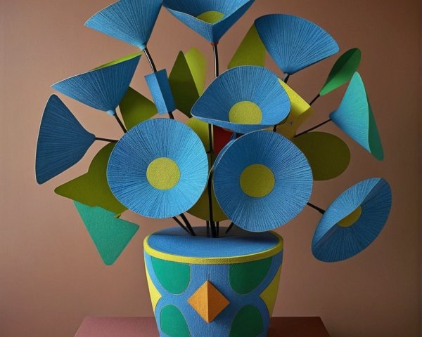 Abstract Flower Arrangement with Bold Colors and Shapes