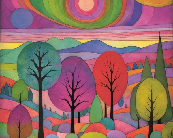 Vibrant Abstract Landscape with Colorful Foliage
