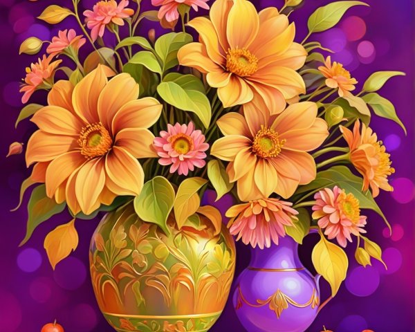 Vibrant Orange and Yellow Flower Arrangement Display