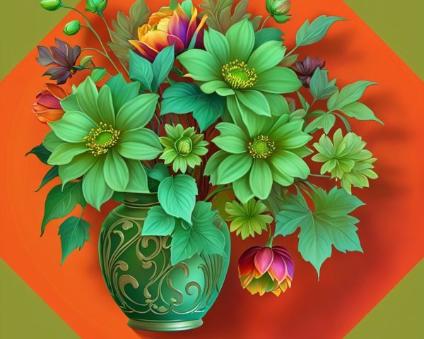 Vibrant Floral Arrangement with Green and Bright Accents