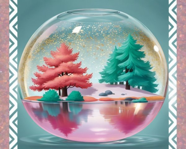 Whimsical Snow Globe with Winter Scene and Sparkles