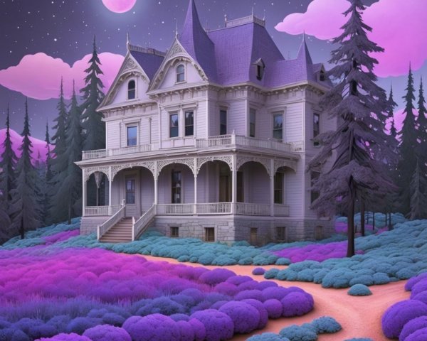 Victorian Mansion Surrounded by Colorful Foliage