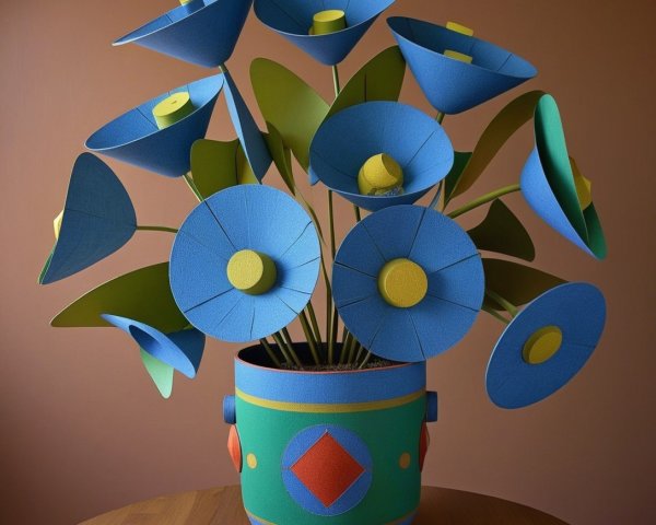 Vibrant Paper Flower Bouquet in Decorative Pot