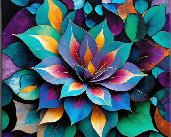 Vibrant Artwork of Stylized Flower with Colorful Petals