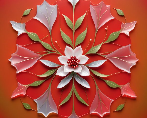3D Floral Mandala Art on Gradient Red Background