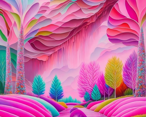 Vibrant Abstract Landscape with Colorful Elements