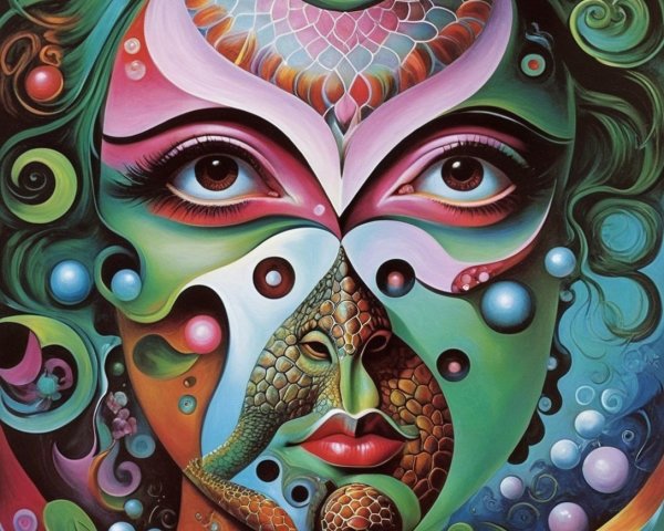 Surreal Portrait Blending Nature and Fantasy Elements