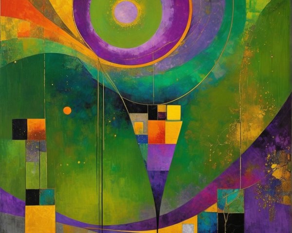 Vibrant Abstract Artwork with Geometric Shapes and Colors