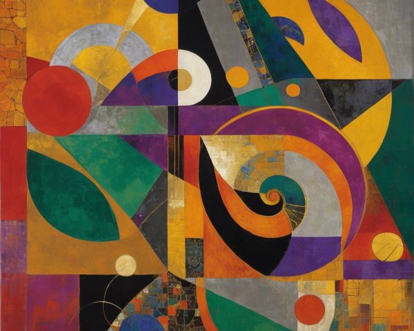 Abstract Composition of Vibrant Geometric Shapes