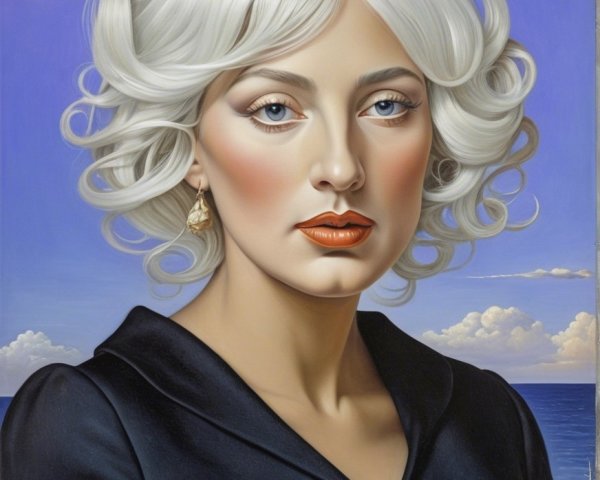 Portrait of a Woman with Platinum Blonde Curls