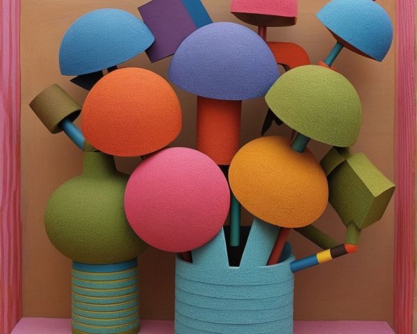 Vibrant Abstract Geometric Shapes in Colorful Foam