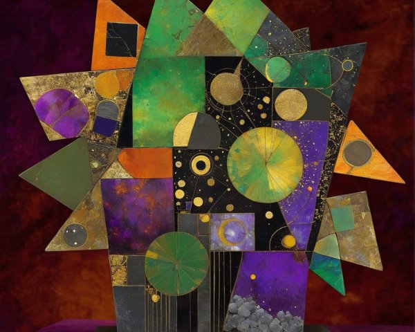 Abstract Sculpture of Geometric Shapes in Vibrant Colors